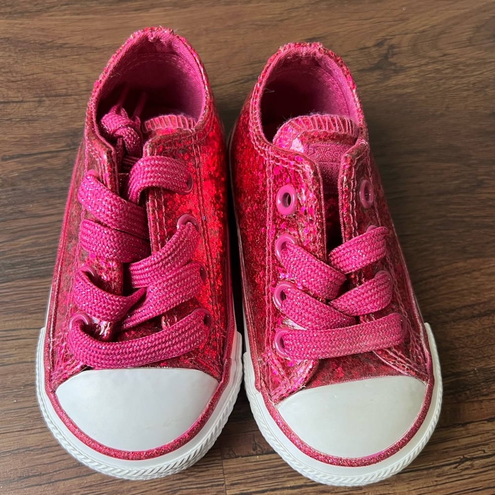 Hot pink sparkly Converse toddler 5